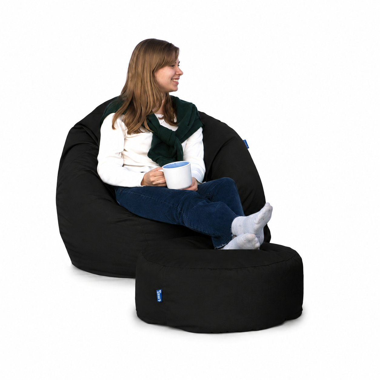 Bruni Classico L + Pouf M schwarz
