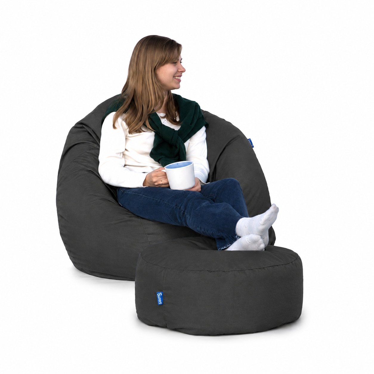 Bruni Classico L + Pouf M grau