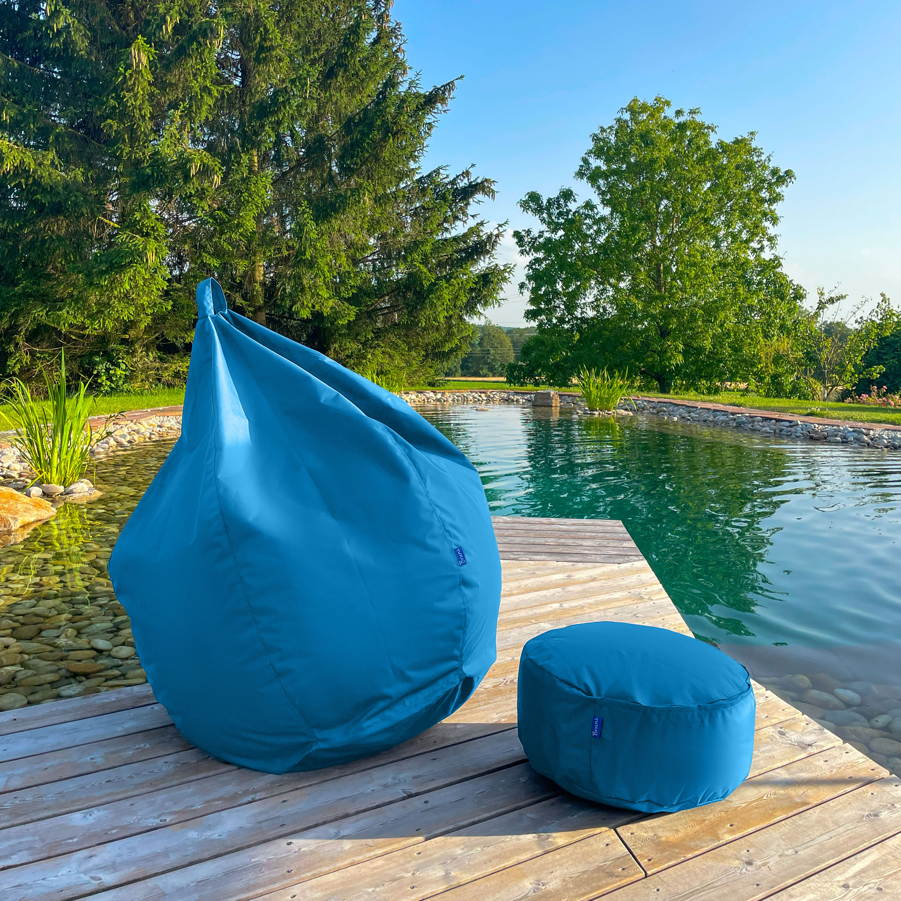 Bruni Classico L + Pouf M blau